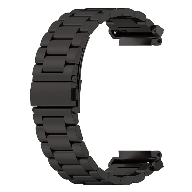 For Huami Amazfit T-Rex 2 Three-bead Stainless Steel Wrist Strap Anti-scratch Smart Watch Band with Buckle - Black