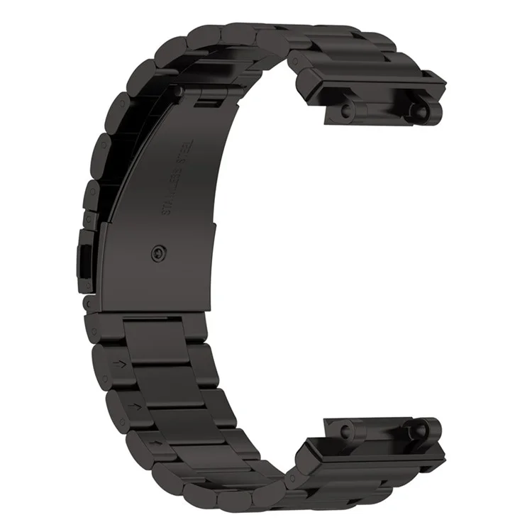 Para Huami Amazfit T-Rex 2 Correa de acero inoxidable de tres perlas Reloj inteligente anti-arañazos con hebilla - Negro