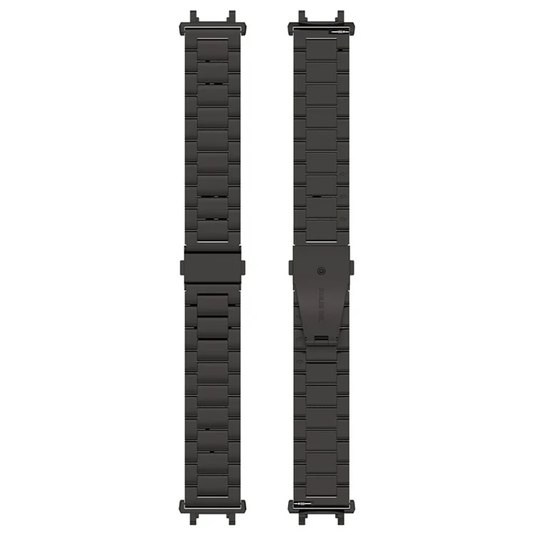 For Huami Amazfit T-Rex 2 Three-bead Stainless Steel Wrist Strap Anti-scratch Smart Watch Band with Buckle - Black