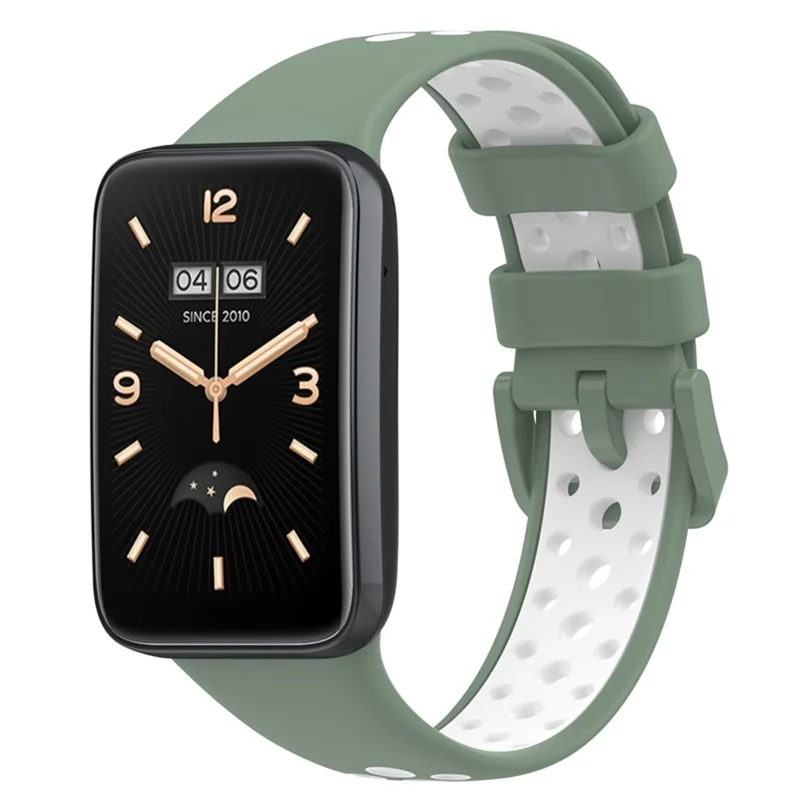 For Xiaomi Mi Band 7 Pro Dual Color Watch Strap Adjustable Silicone Watchband Replacement - Light Green / White