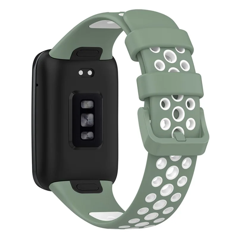 For Xiaomi Mi Band 7 Pro Dual Color Watch Strap Adjustable Silicone Watchband Replacement - Light Green / White