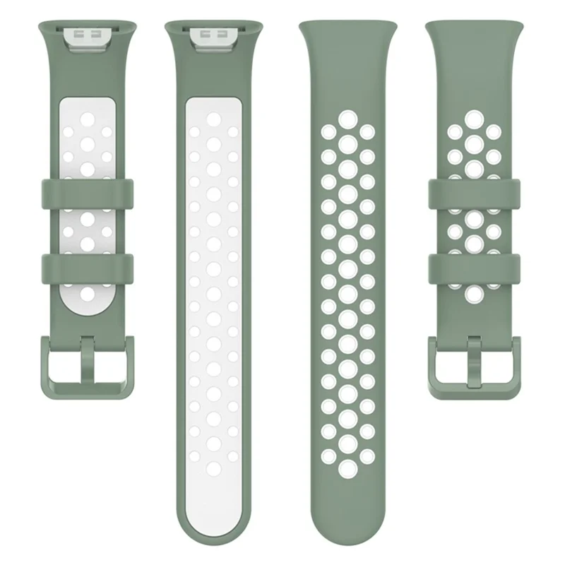 For Xiaomi Mi Band 7 Pro Dual Color Watch Strap Adjustable Silicone Watchband Replacement - Light Green / White