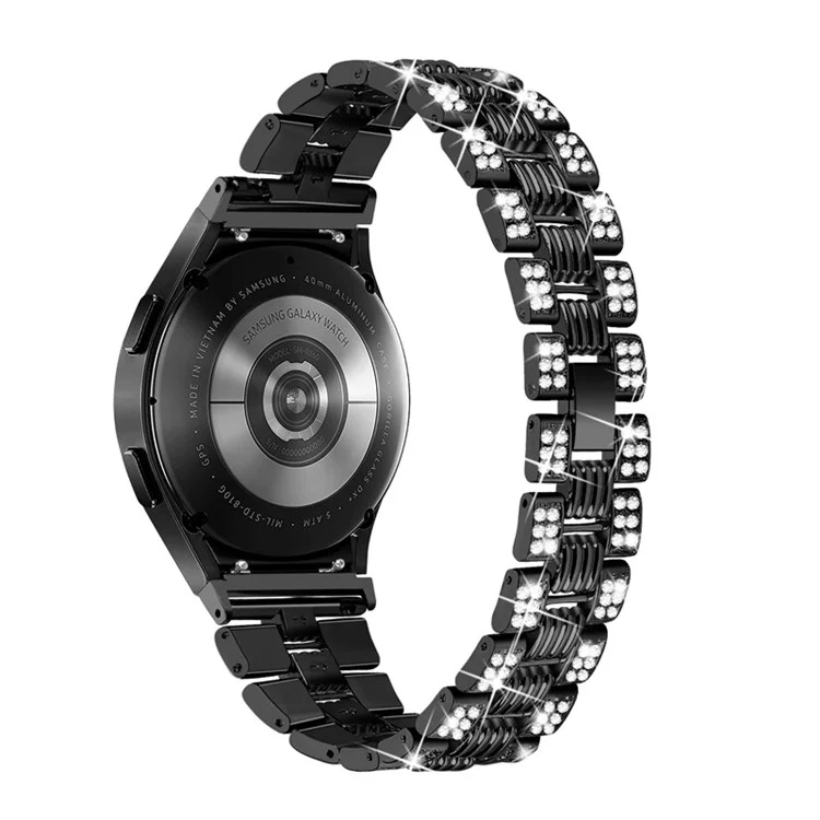 Für Samsung Galaxy Watch4 Classic 42mm / 46 mm / Watch4 Active 40 mm 44 mm Strassdekor Zinklegungsband Watchband 20mm Ersatz Handgelenkriemen - Schwarz