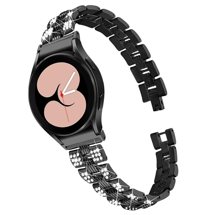 Für Samsung Galaxy Watch4 Classic 42mm / 46 mm / Watch4 Active 40 mm 44 mm Strassdekor Zinklegungsband Watchband 20mm Ersatz Handgelenkriemen - Schwarz