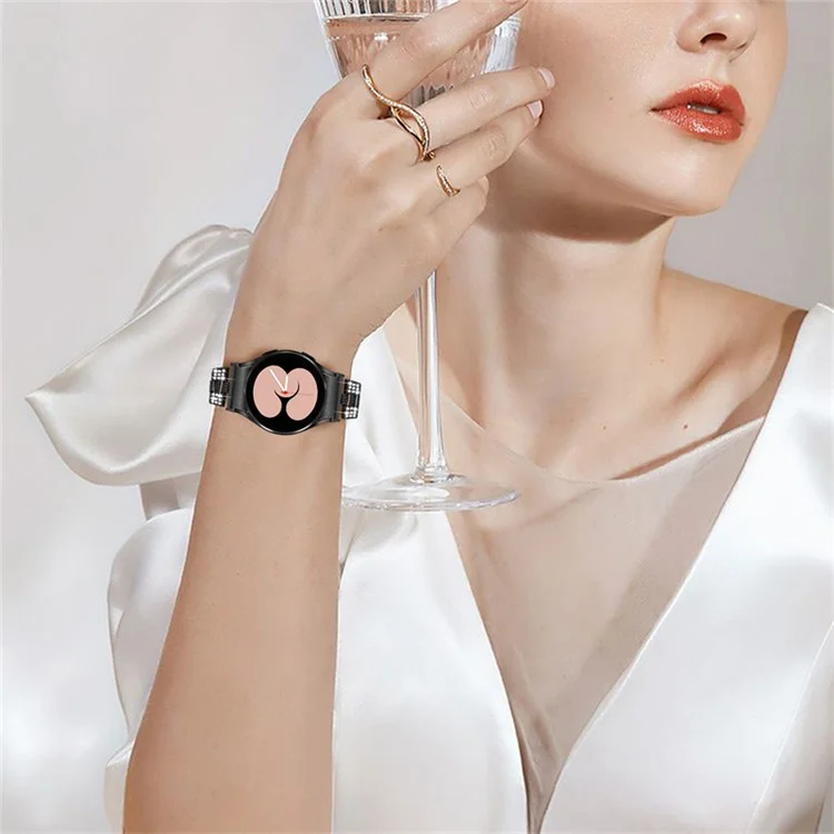 Für Samsung Galaxy Watch4 Classic 42mm / 46mm / Watch4 Active 40mm 44mm Rhinestone Dekor Zinklegierung Uhrband Uhrenarmband 20mm Ersatzarmband - Schwarz