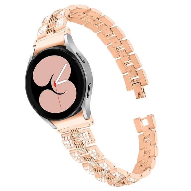 Pour Samsung Galaxy Watch4 Classic 42mm / 46 mm / Watch4 Actif 40 mm 44 mm Décoration de Stratèmes en Alliage Zinc Watch Bande de Surveillance 20 mm Bracelet de Poignet de Remplacement - or Rose
