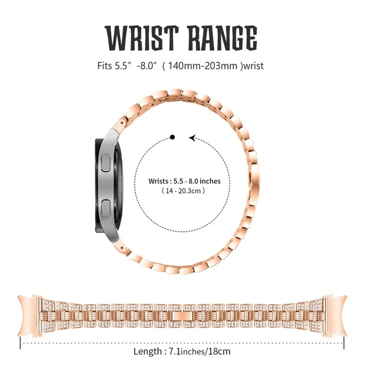 Pour Samsung Galaxy Watch4 Classic 42mm / 46 mm / Watch4 Actif 40 mm 44 mm Décoration de Stratèmes en Alliage Zinc Watch Bande de Surveillance 20 mm Bracelet de Poignet de Remplacement - or Rose
