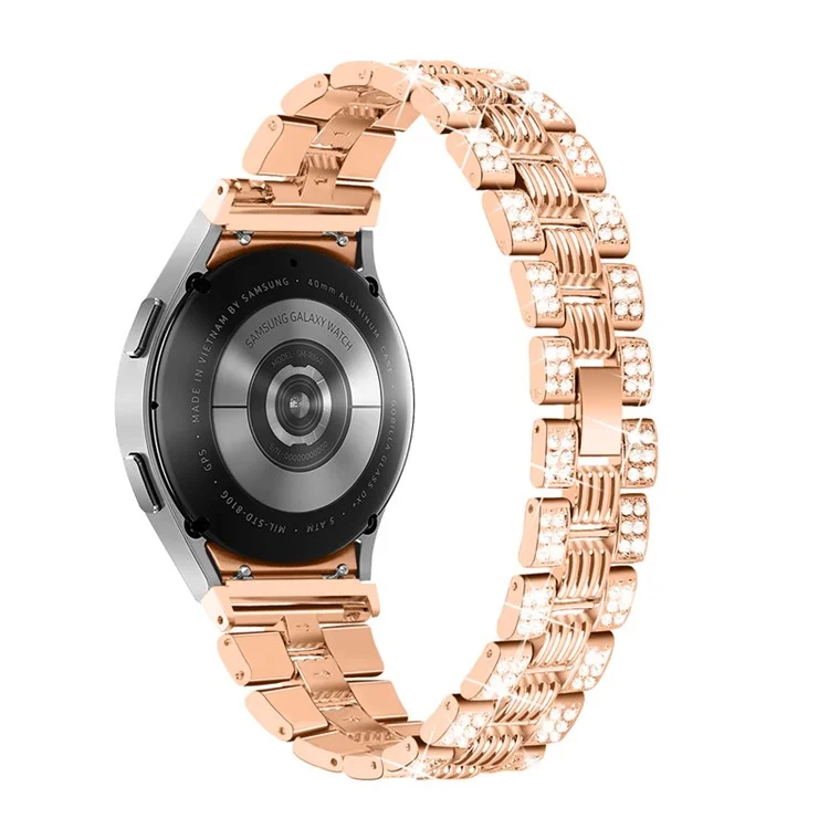 Pour Samsung Galaxy Watch4 Classic 42mm / 46 mm / Watch4 Actif 40 mm 44 mm Décoration de Stratèmes en Alliage Zinc Watch Bande de Surveillance 20 mm Bracelet de Poignet de Remplacement - or Rose