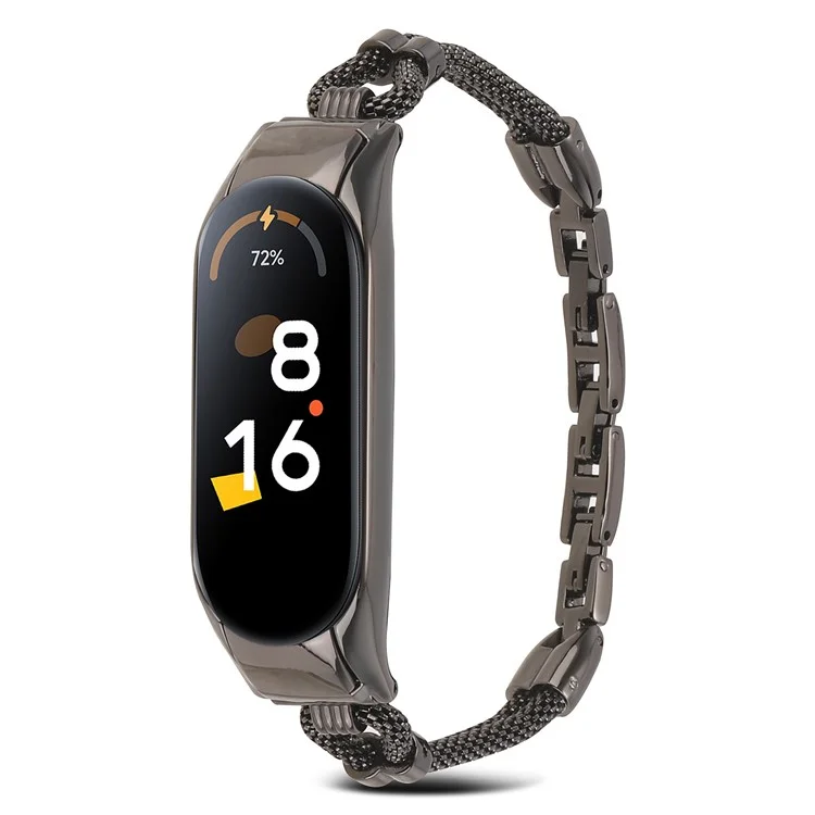 For Xiaomi Mi Band 3 / 4 Delicate Copper Chain Metal Strap Replacement Watchband with Watch Case - Black