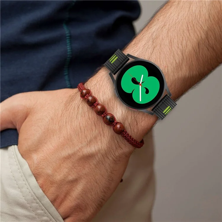 Para Samsung Galaxy Watch 5 Pro 45 mm / Huami Amazfit Bip 3 Pro Dual Color Dual 20 mm Silicone Reloj Band Strap de Reemplazo de Reemplazo - Negro / Lima