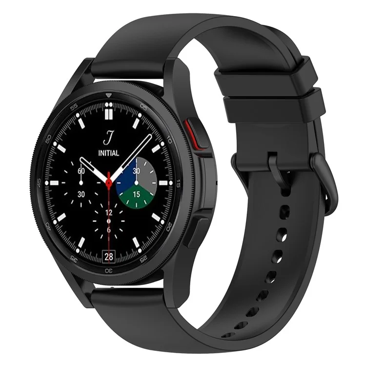 For Samsung Galaxy Watch 5 Pro 45mm / Huami Amazfit Bip 3 / 3 Pro Silicone Watch Band 20mm Adjustable Wrist Strap Adjustment - Black Buckle / Black