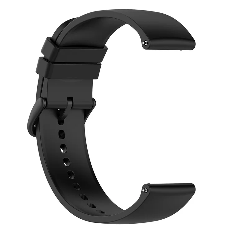For Samsung Galaxy Watch 5 Pro 45mm / Huami Amazfit Bip 3 / 3 Pro Silicone Watch Band 20mm Adjustable Wrist Strap Adjustment - Black Buckle / Black