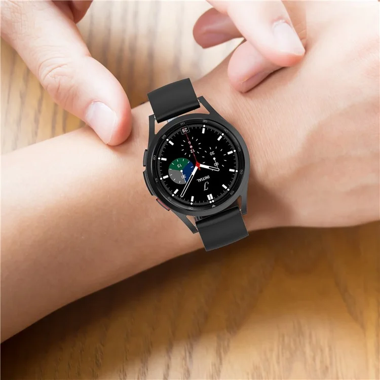 Für Samsung Galaxy Watch 5 Pro 45mm / Huami Amazfit Bip 3 / 3 Pro Silicon Uhrenband 20mm Einstellbare Handgelenksgurtverstellung - Schwarze Schnalle / Schwarz