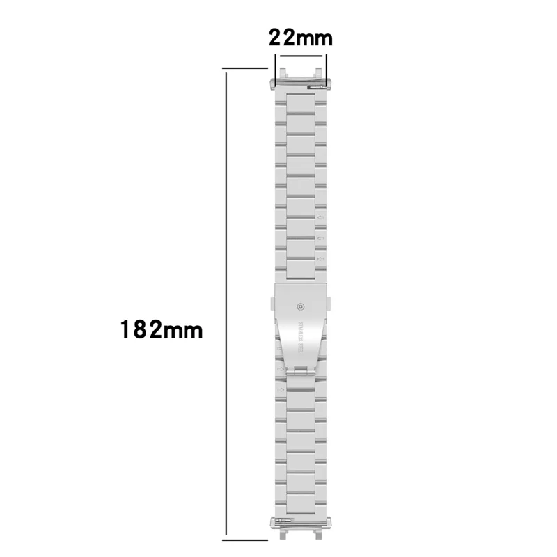 For Huami Amazfit T-Rex 2 Bands Stainless Steel Three Beads Watch Strap Replacement with Tool - Black