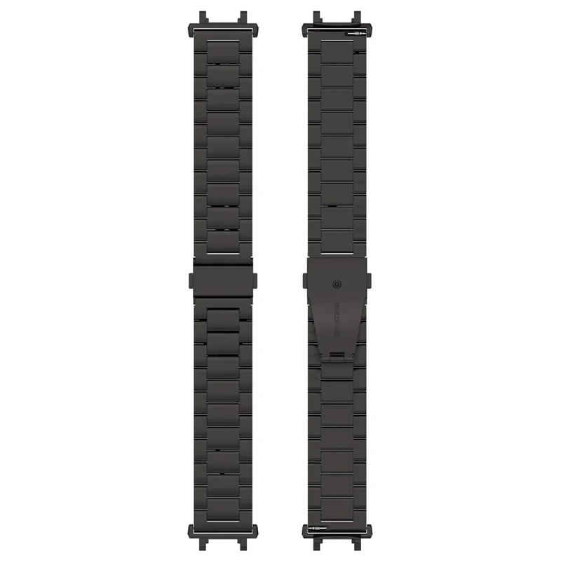 For Huami Amazfit T-Rex 2 Bands Stainless Steel Three Beads Watch Strap Replacement with Tool - Black