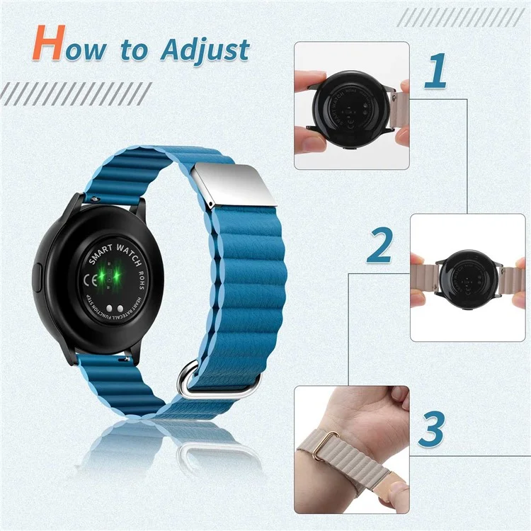For Huawei Watch GT3 Pro 46mm / Apex 46mm / Apex Pro Genuine Leather Watch Strap 22mm Magnetic Watchband - Rose Gold / Khaki