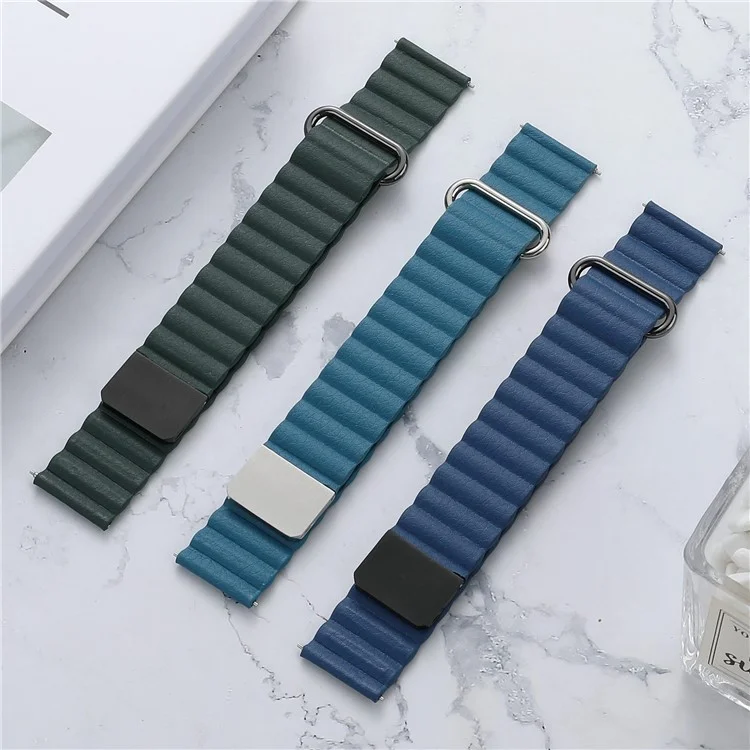 For Huawei Watch GT3 Pro 46mm / Apex 46mm / Apex Pro Genuine Leather Watch Strap 22mm Magnetic Watchband - Rose Gold / Khaki