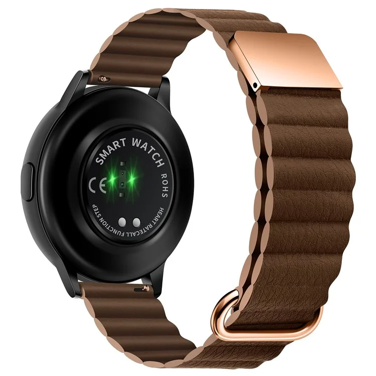 For Huawei Watch GT3 Pro 46mm / Apex 46mm / Apex Pro Genuine Leather Watch Strap 22mm Magnetic Watchband - Rose Gold / Brown
