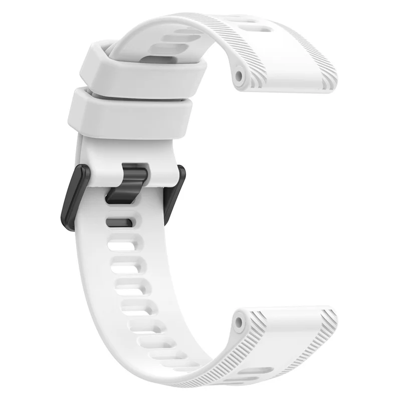 Para Garmin Forerunner 955 / Forerunner 935 / Descent G1 22mm Twill Design Silicone Watch Band Black Buckle Strap Replacement - White