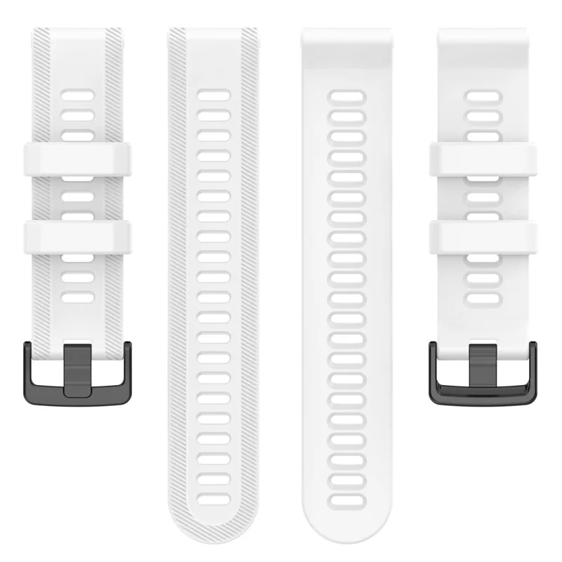Para Garmin Forerunner 955 / Forerunner 935 / Descent G1 22mm Twill Design Silicone Watch Band Black Buckle Strap Replacement - White