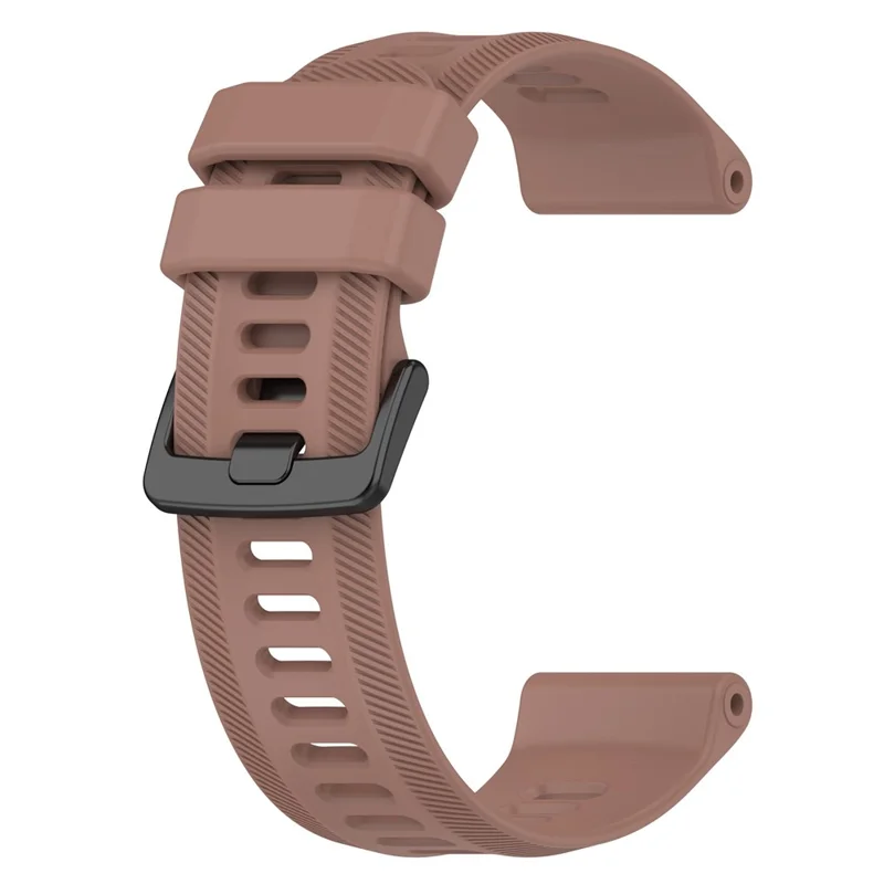 For Garmin Forerunner 955 / Forerunner 935 / Descent G1 22mm Twill Design Silicone Watch Band Black Buckle Strap Replacement - Coffee