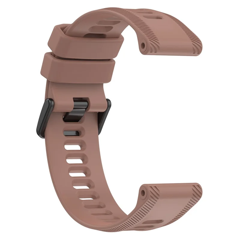 For Garmin Forerunner 955 / Forerunner 935 / Descent G1 22mm Twill Design Silicone Watch Band Black Buckle Strap Replacement - Coffee