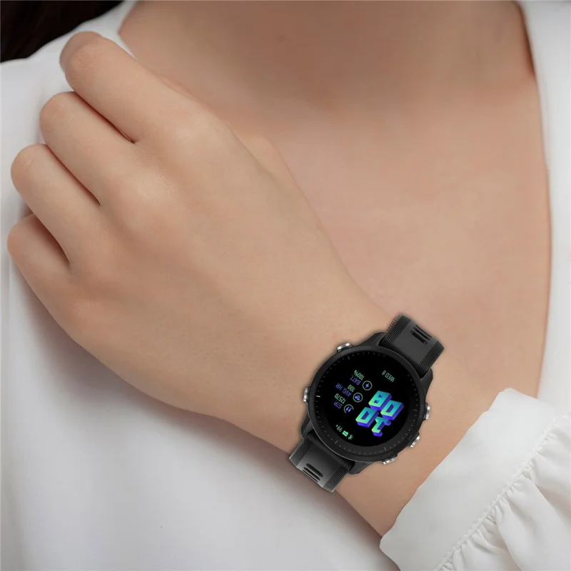 For Garmin Forerunner 955 / Forerunner 935 / Descent G1 22mm Twill Design Silicone Watch Band Black Buckle Strap Replacement - Coffee