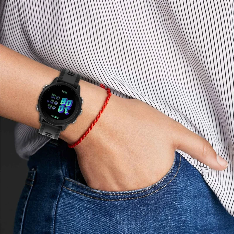 For Garmin Forerunner 955 / Forerunner 935 / Descent G1 22mm Twill Design Silicone Watch Band Black Buckle Strap Replacement - Coffee