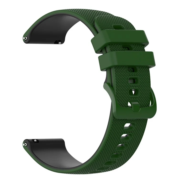 For Garmin Vivoactive 4 / Garmin Forerunner 255 Silicone Watch Band Grid Texture Replacement Watch Strap with Colorful Buckle 22mm - Army Green / Black