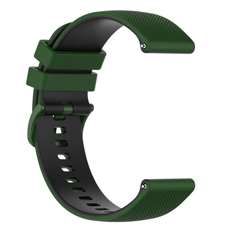 For Garmin Vivoactive 4 / Garmin Forerunner 255 Silicone Watch Band Grid Texture Replacement Watch Strap with Colorful Buckle 22mm - Army Green / Black