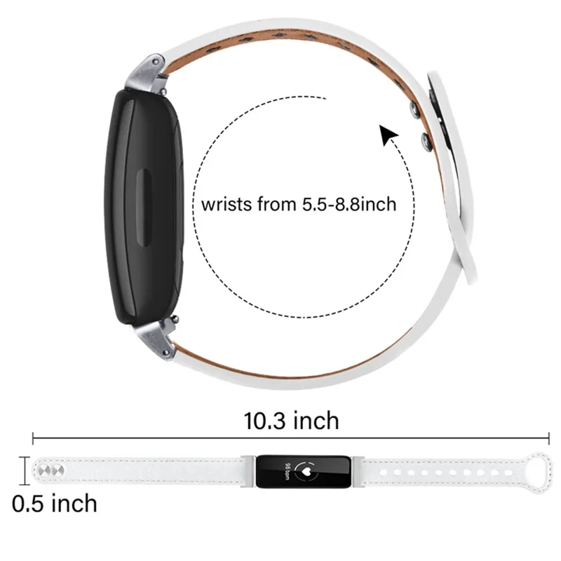 Pour Fitbit Inspire / Inspirer Les rh / Inspire 2 / Ace 2 Strape de la Montration de Courture Ace 2 Cowide Avec Double Bouton, Connecteur D'argent - Blanche