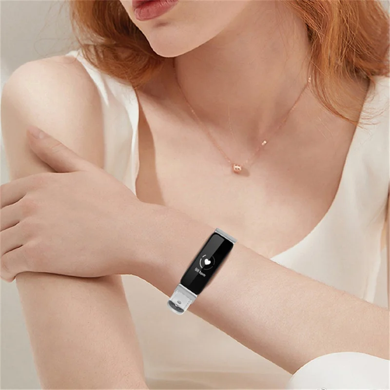 Pour Fitbit Inspire / Inspirer Les rh / Inspire 2 / Ace 2 Strape de la Montration de Courture Ace 2 Cowide Avec Double Bouton, Connecteur D'argent - Blanche