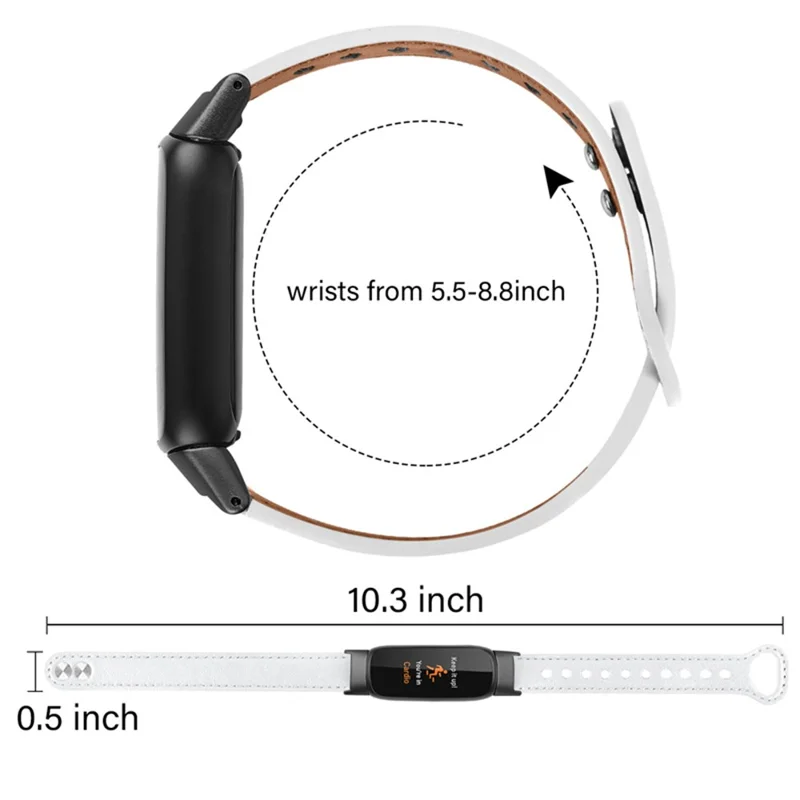 Für Fitbit Luxe Soft Top -layer Cowhide Watch -gurt -austauschhandwerk Mit Doppelten Nieten, Schwarzem Anschluss - Weiß