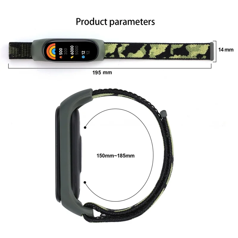For Xiaomi Mi Band 5 / 6 / 7 Camouflage Nylon Adjustable Smart Watch Strap Replacement Wrist Band - Orange