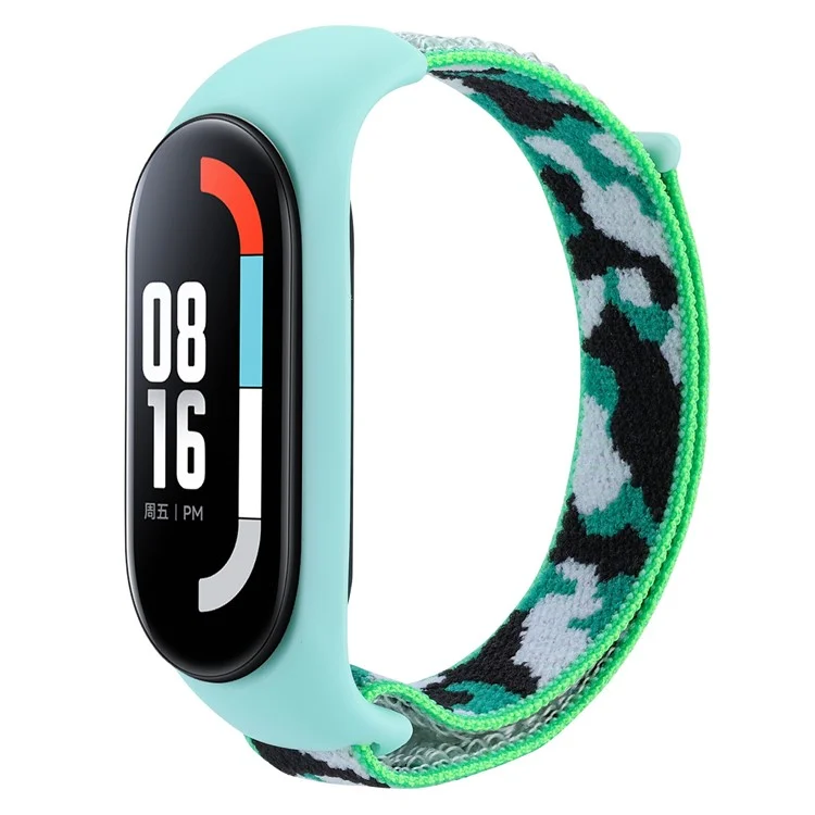 For Xiaomi Mi Band 5 / 6 / 7 Camouflage Nylon Adjustable Smart Watch Strap Replacement Wrist Band - Dark Green