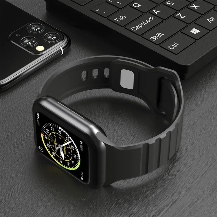 per apple watch series 7 45mm / 6 / 5 / 4 / se 44mm / 3 / 2 / 1 42 mm design a strisce silicone curs band sostituzione orologio regolabile - bianca