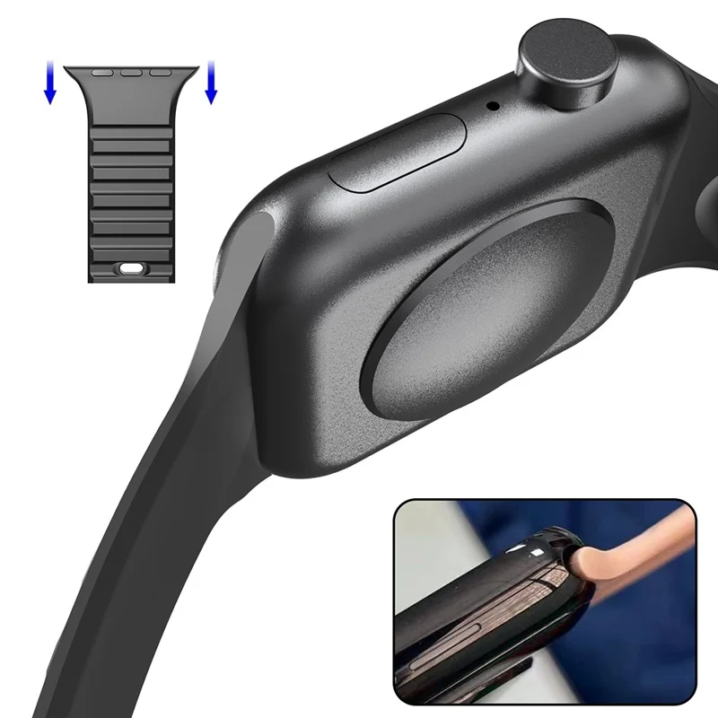 Correa de silicona con diseño de rayas para Apple Watch Ultra 3 2 1 49 mm / Series 11 10 46 mm / 9 8 7 45 mm / SE3 SE2 SE 6 5 4 44 mm / 3 2 1 42 mm, correa ajustable para reemplazo - Rojo