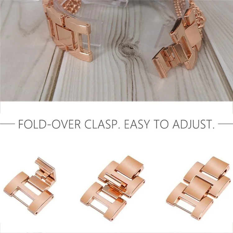 For Apple Watch Series 10 46mm / Ultra 2 Ultra 49mm / 9 8 7 45mm / SE (2023) SE (2022) SE 6 5 4 44mm / 3 2 1 42mm Multiple Chains Stainless Steel Watch Band Replacement Hollow-Out Wrist Strap - Rose Gold