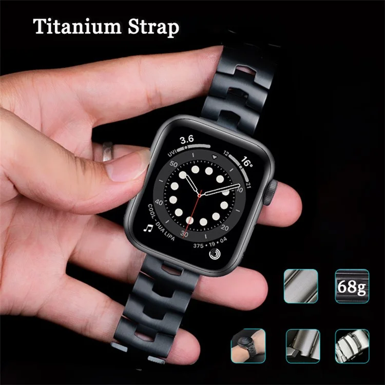 Para Apple Watch Series 10 42mm / 9 8 7 41mm / 6 5 4 SE SE (2022) SE (2023) 40mm / 3 2 1 38mm Titanium Steel Anti-Scratch Smart Watch Band Wrist Strap - Preto