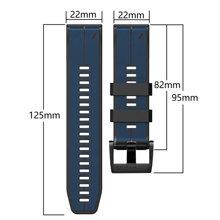 For Garmin Descent G1 / Fenix 7 / Fenix 6 Pro / Fenix 5 Plus Dual Color Silicone Wrist Strap Smart Watch Band 22mm - White / Blue