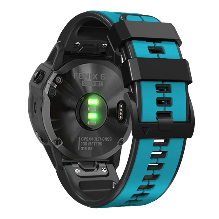 Für Garmin Descent G1 / Fenix 7 / Fenix 6 Pro / Fenix 5 Plus Dual Color Silikon-Armband Smart Watch Band 22mm - Himmelblau / Schwarz