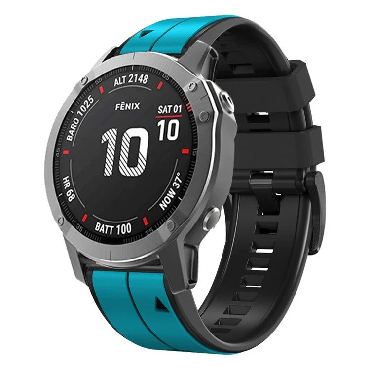 Für Garmin Descent G1 / Fenix 7 / Fenix 6 Pro / Fenix 5 Plus Dual Color Silikon-Armband Smart Watch Band 22mm - Himmelblau / Schwarz