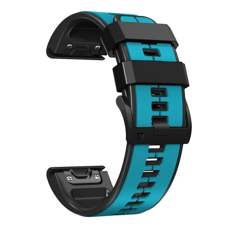 Für Garmin Descent G1 / Fenix 7 / Fenix 6 Pro / Fenix 5 Plus Dual Color Silikon-Armband Smart Watch Band 22mm - Himmelblau / Schwarz