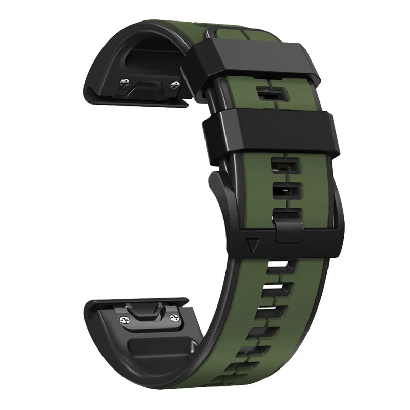 For Garmin Descent G1 / Fenix 7 / Fenix 6 Pro / Fenix 5 Plus Dual Color Silicone Wrist Strap Smart Watch Band 22mm - Army Green / Black