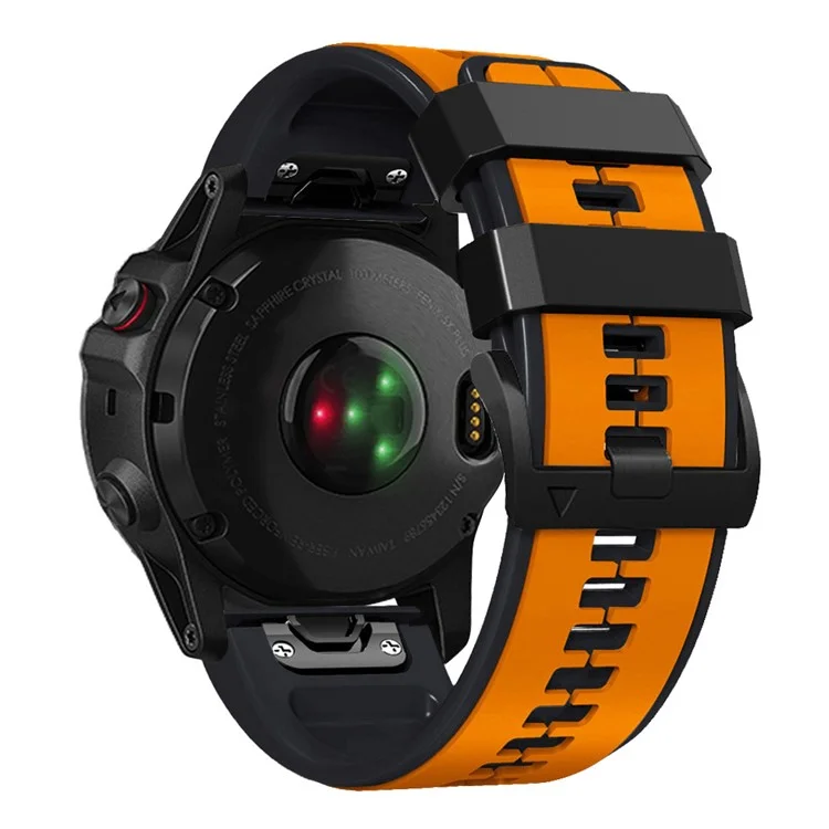 Para Garmin Tactix 7 Pro / Fenix ​​7x / Fenix ​​6x Pro Silicone Pulseira de Pulseira de Pulseira Dupla Cor de Relógio Inteligente 26mm 26mm - Laranja / Preto