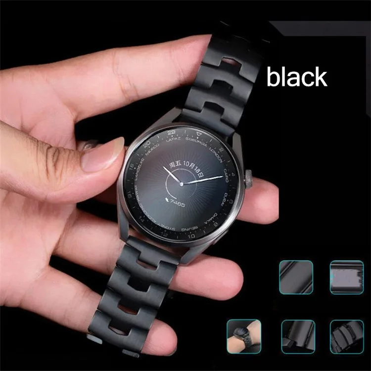 Pour Samsung Galaxy Watch3 45mm / Gear S3 Frontier / Gear S3 Classic / Huawei Watch GT3 Pro Titane Acier Bracelet de Remplacement Poignet 22mm Bracelet Universel - Noir