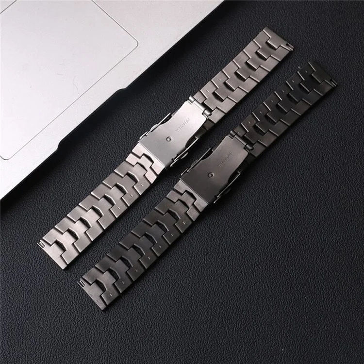 Pour Samsung Galaxy Watch3 45mm / Gear S3 Frontier / Gear S3 Classic / Huawei Watch GT3 Pro Titane Acier Bracelet de Remplacement Poignet 22mm Bracelet Universel - Noir