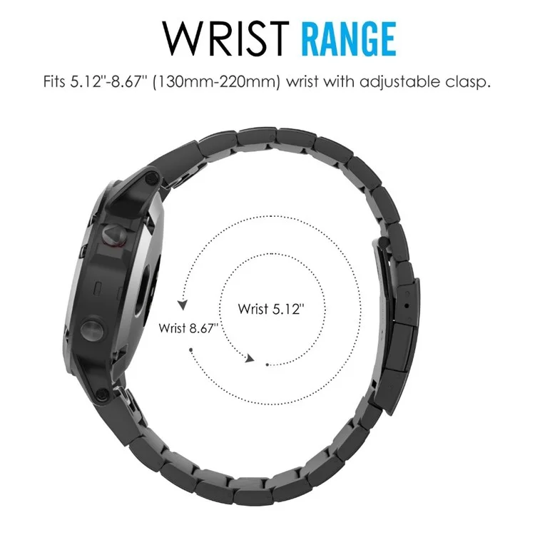 Pour Samsung Galaxy Watch3 45mm / Gear S3 Frontier / Gear S3 Classic / Huawei Watch GT3 Pro Titane Acier Bracelet de Remplacement Poignet 22mm Bracelet Universel - Noir
