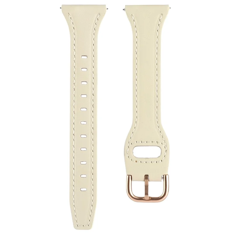 For Samsung Galaxy Watch3 45mm / Huawei Watch GT 3 Pro 46mm Genuine Leather Watch Strap 22mm T-Shaped Replacement Band - Beige