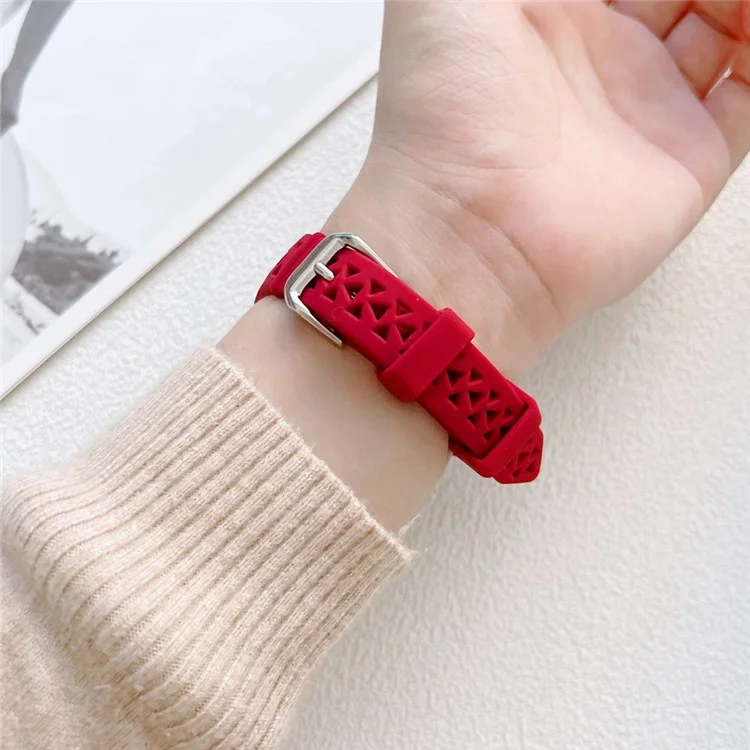 Para Samsung Galaxy Watch3 45 mm / Engranaje S3 / Huawei Watch GT 3 Pro Tower Design Silicone 22 mm de Muñeca Reloj Correa - Vino Rojo